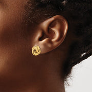 14kt Textured Double Love Knot Post Earrings