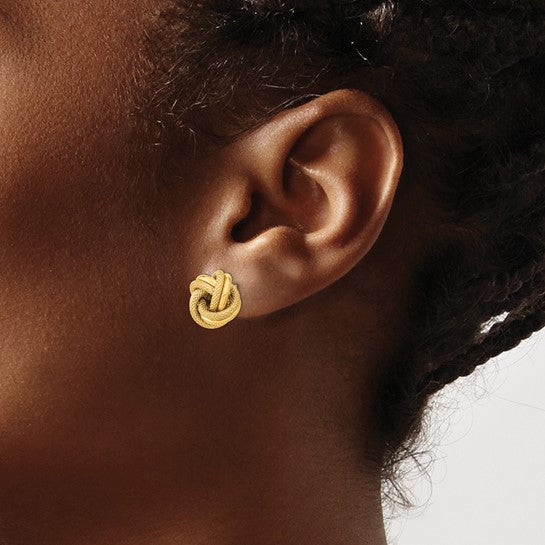 14kt Textured Double Love Knot Post Earrings