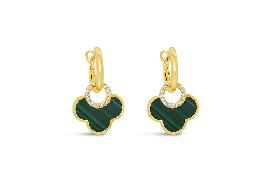 Malachite & Diamond Drop Earrings