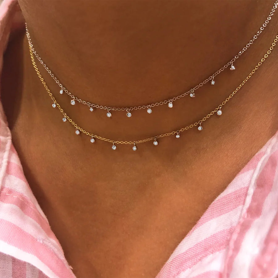 N10362 Hanging Diamond Bezel Necklace
