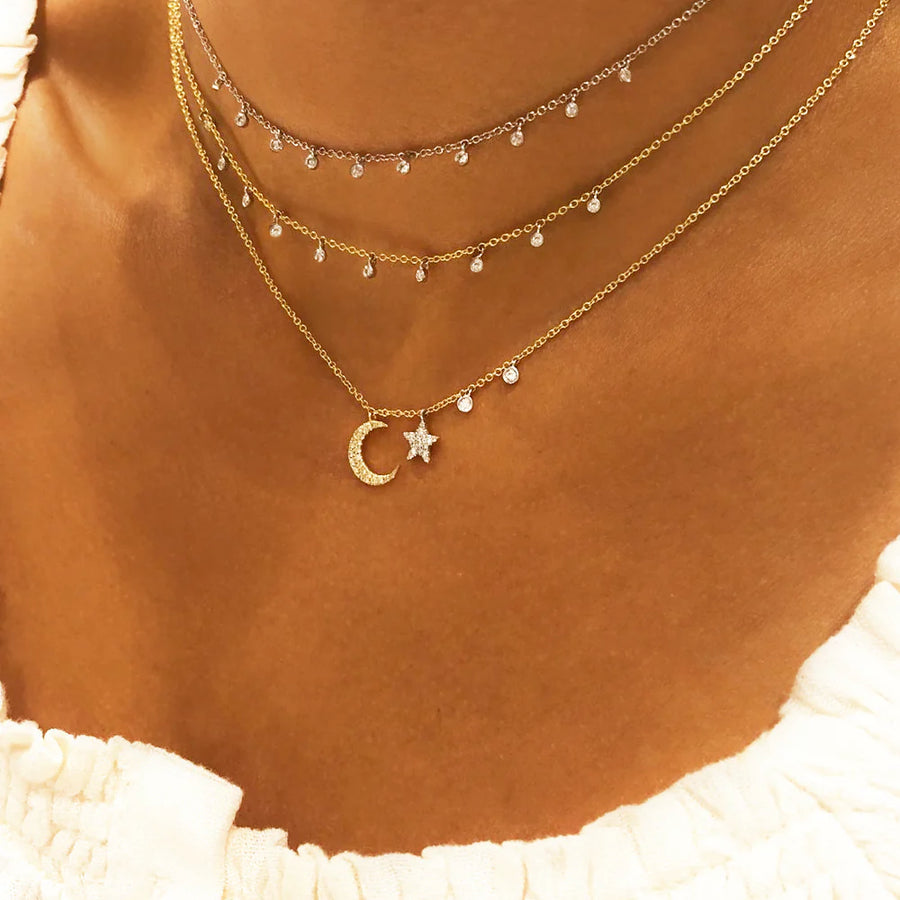 N10362 Hanging Diamond Bezel Necklace