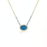 Australian Opal and Diamonds Bezel Necklace