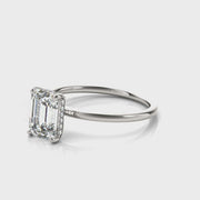 Emerald Cut Solitaire with Hidden Halo