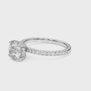 Round Hidden Halo and Diamond Band Setting