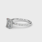 Emerald Cut Diamond with Round Diamond Band