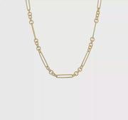 18 Inch 14kt Yellow Gold Alternating Paperclip Link and Round Link Chain
