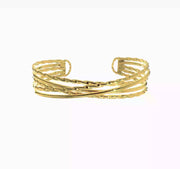 DB681 14kt Yellow Gold Multi Row Cuff Bracelet