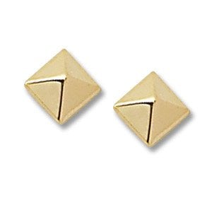 8mm Yellow Gold Pyramid Post Earrings - 04/481