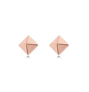 14k Rose Gold 6mm Pyramid Earrings