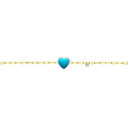 Turquoise Heart Paperclip Bracelet