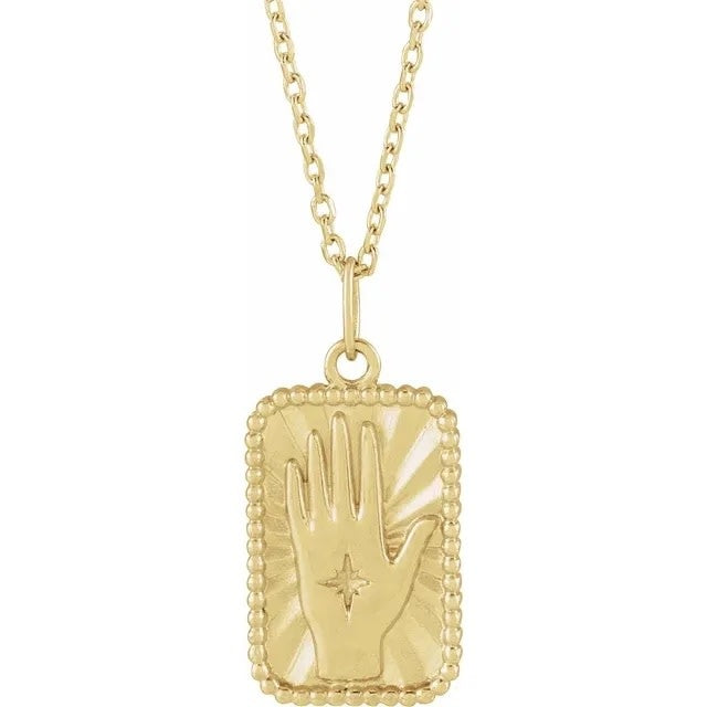 14kt Gold Hamsa Hand Tarot Necklace