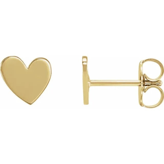 14K Yellow 6 mm Asymmetrical Heart Earrings