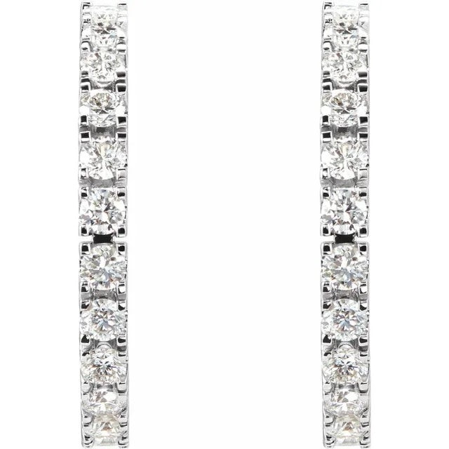 1 carat total diamond hoop earrings 20.5mm with friction backs