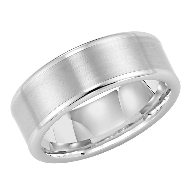 Triton 11-2118 8mm White Tungsten Carbide Wedding Band