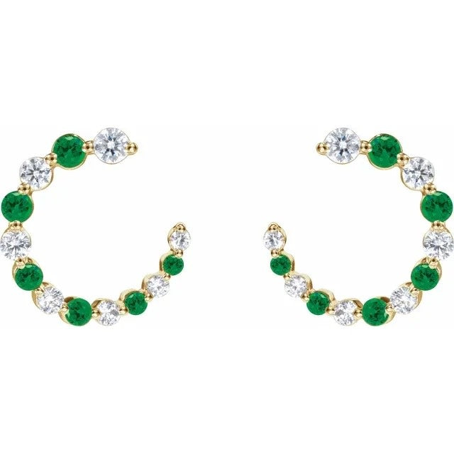 Tsavorite & Diamond Hoop Earrings