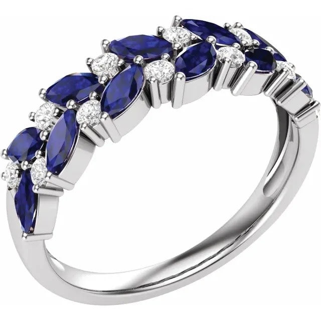 Marquise Sapphire & Round Diamond Band