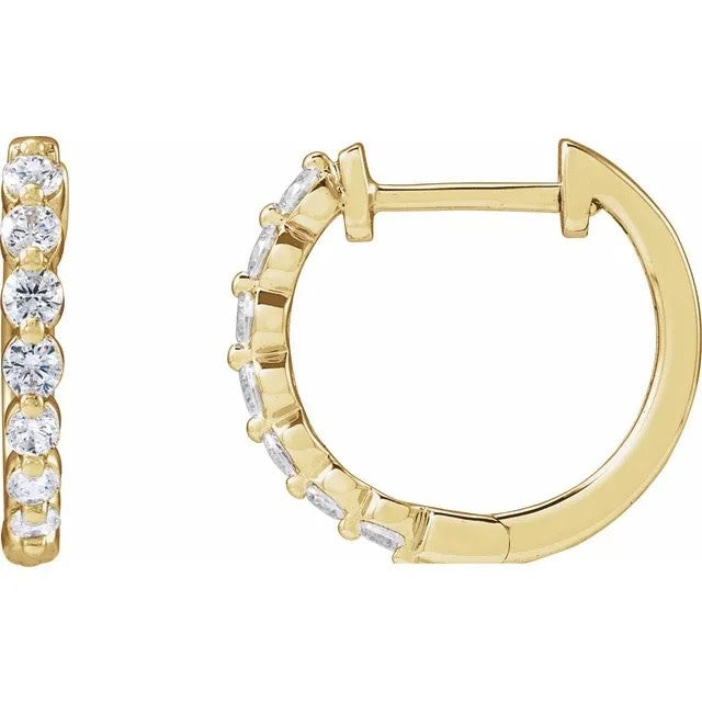 14kt Yellow Gold 1/2 Carat Total Lab Diamond Hoop Earrings