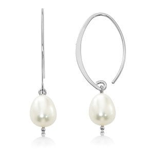 14kt white gold pearl drop earring 13462