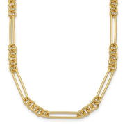 18 Inch 14kt Yellow Gold Alternating Paperclip Link and Round Link Chain