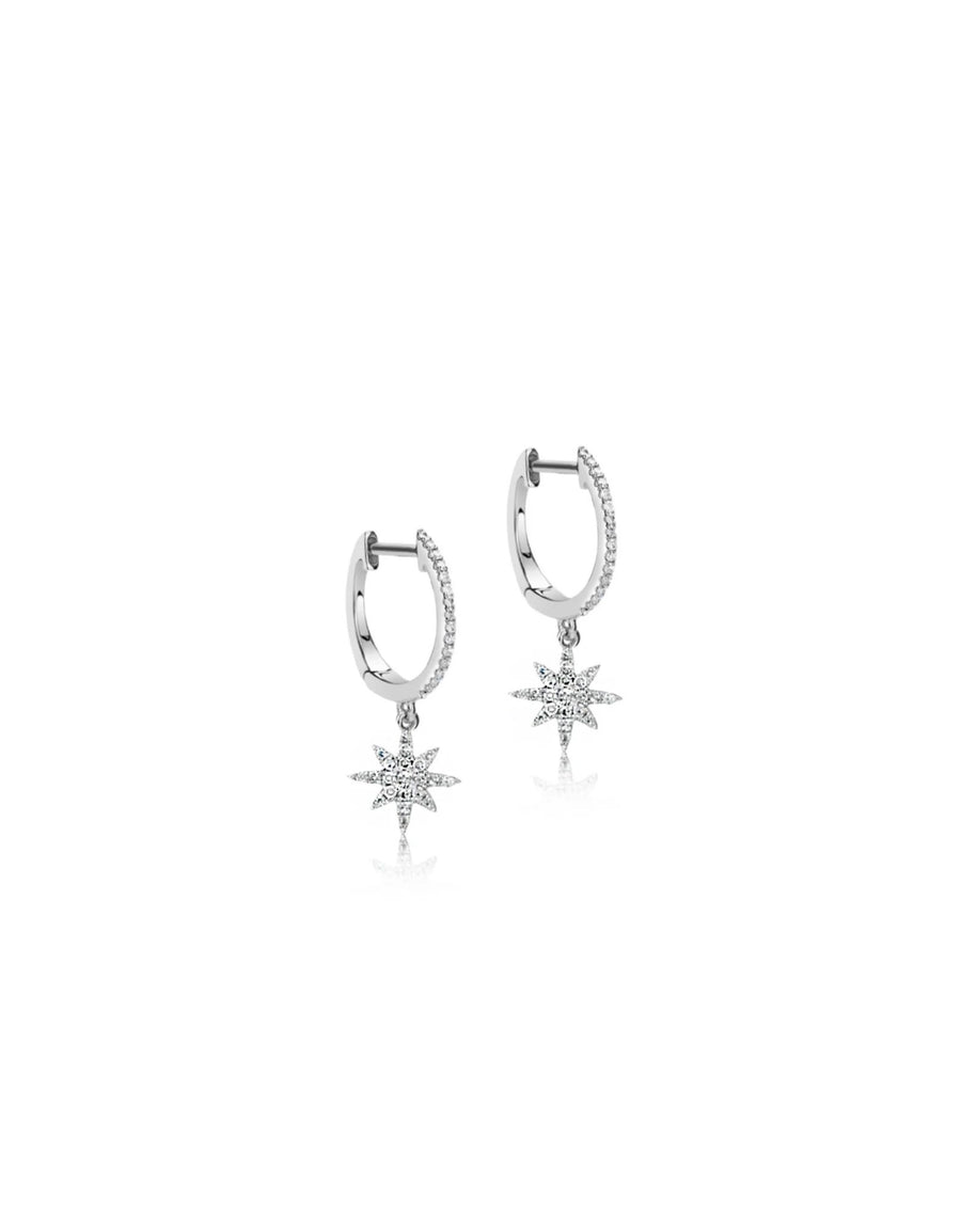 14kt White Gold Diamond Starburst Earrings