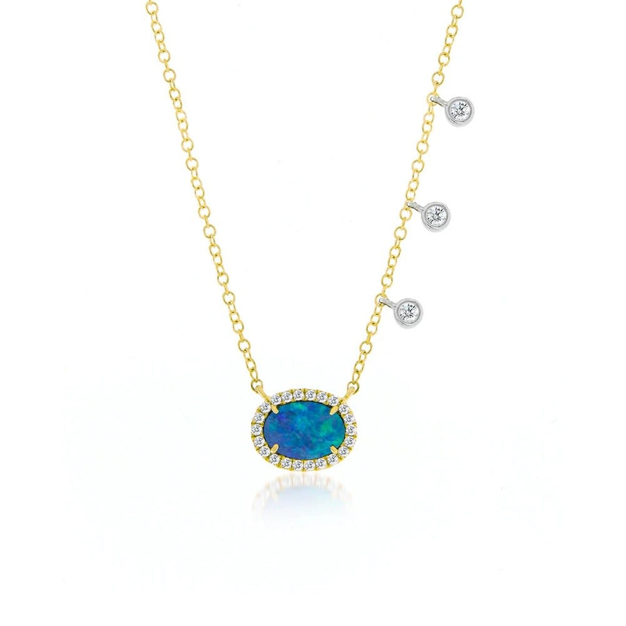 1n6404 Opal & Diamond Bezel Necklace