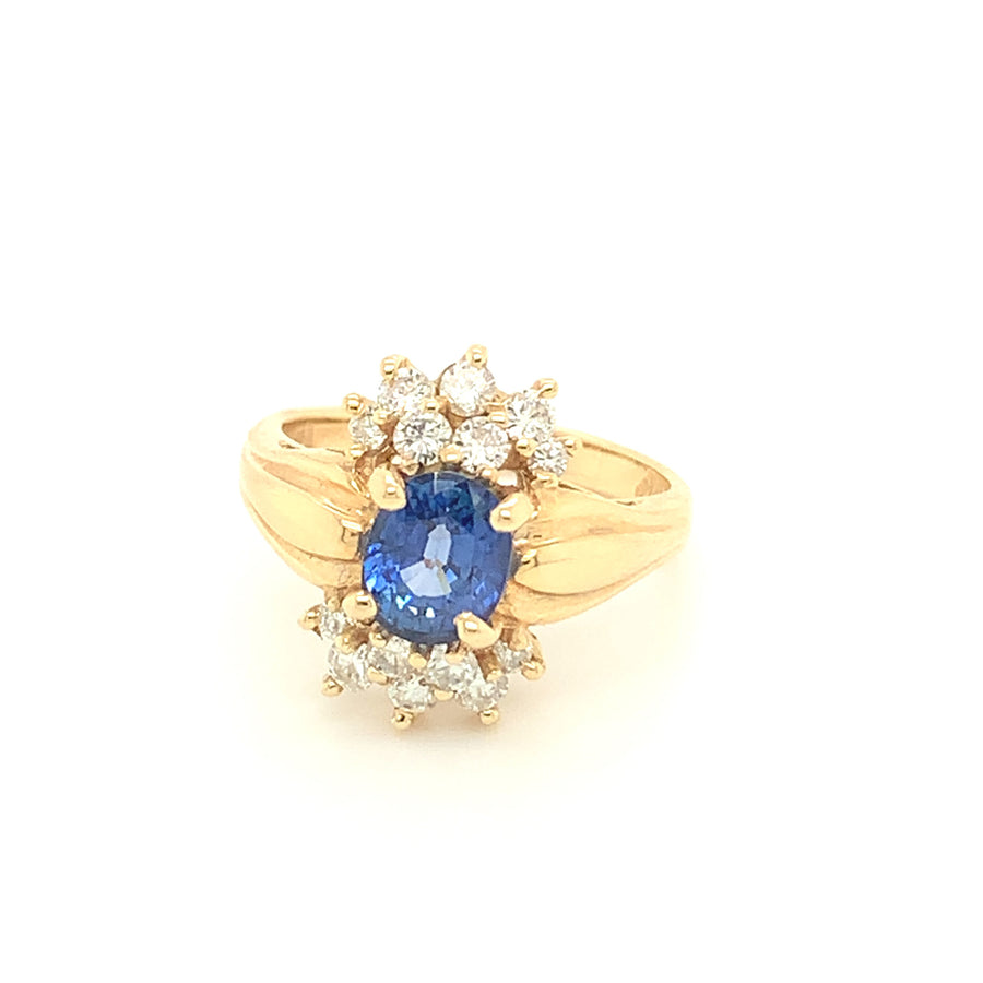 1.52ct Oval Sapphire & Diamond Ring 0.50 carat total