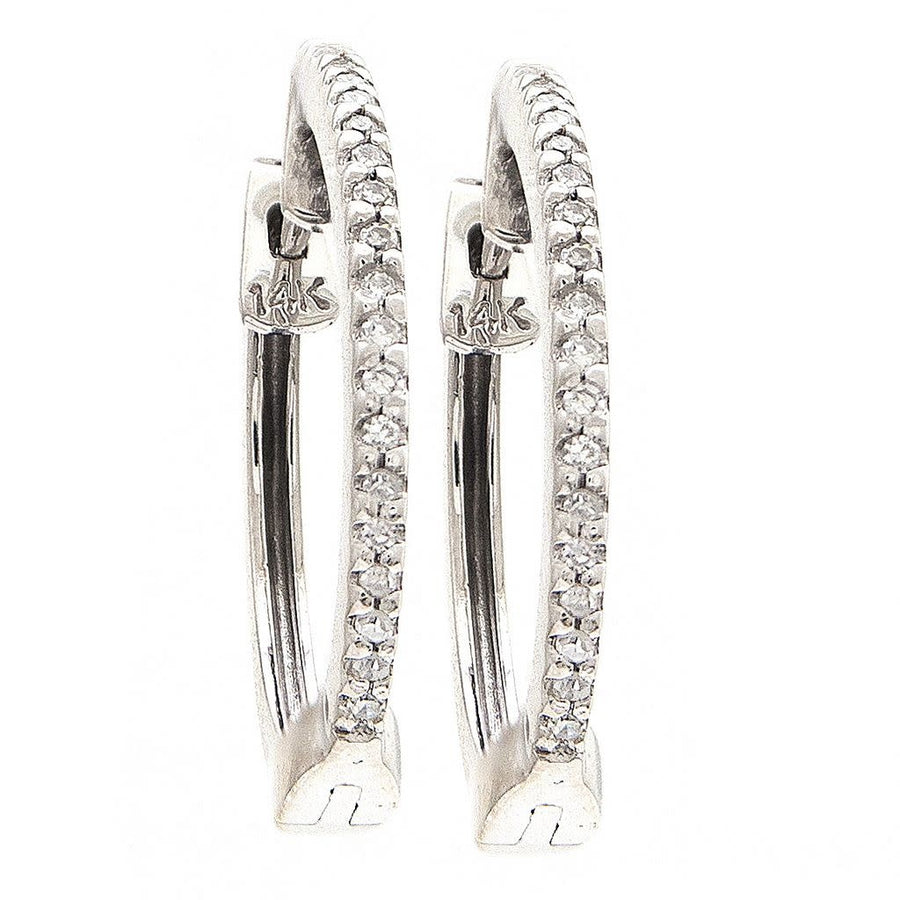 14kt white gold .12 carat diamond huggie earrings