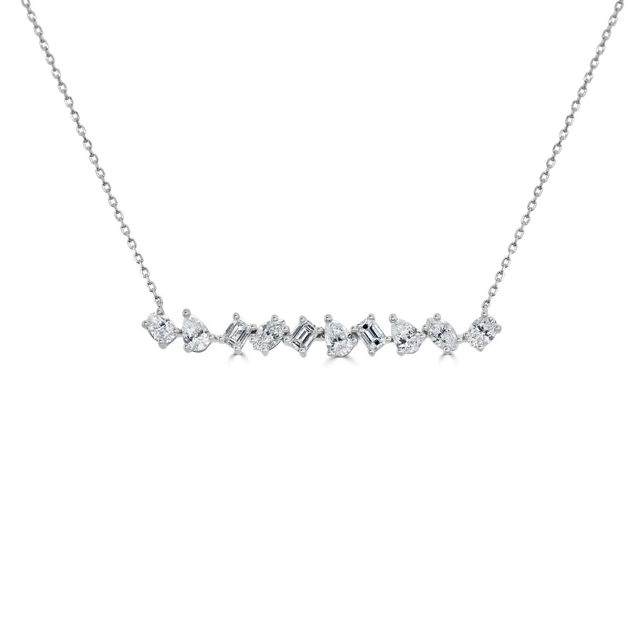 Mix of Diamond Shapes Bar Necklace