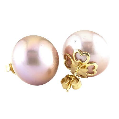 15mm pink pearl stud earrings