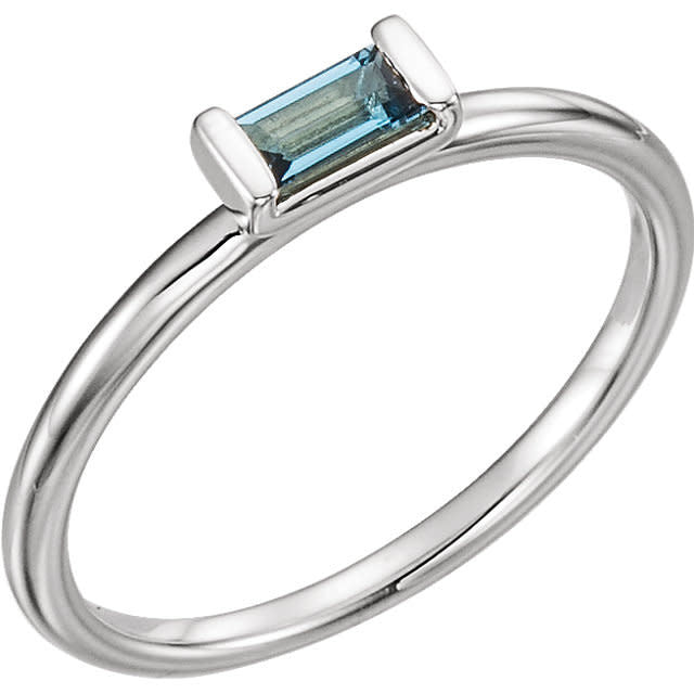 London Blue Topaz Rectangular Stacking Ring