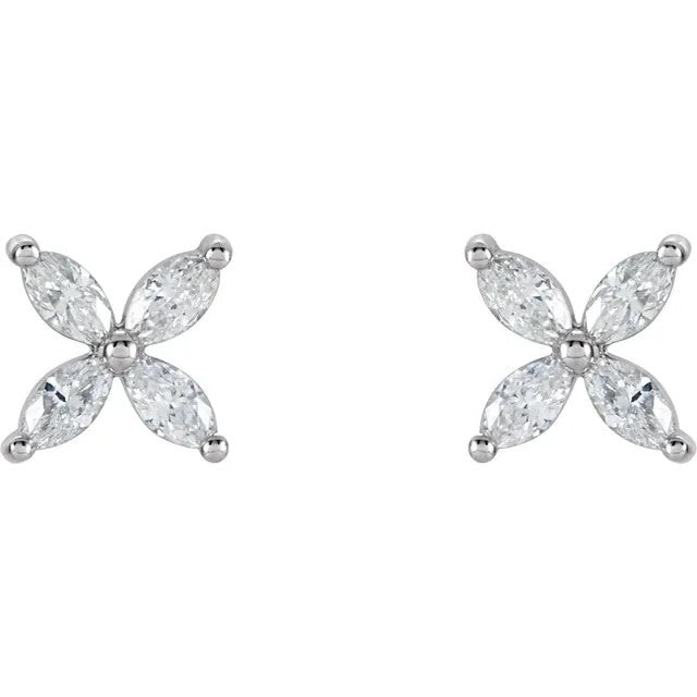 0.50 Carat Marquise Cluster Stud Earrings