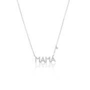 14kt White Gold Diamond Mama Necklace