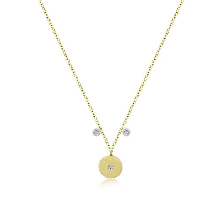 Yellow Gold Dainty Disc Necklace