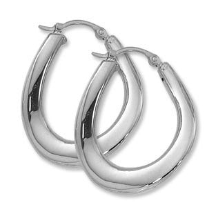 14k White Gold Small Wavy Hoop Earring