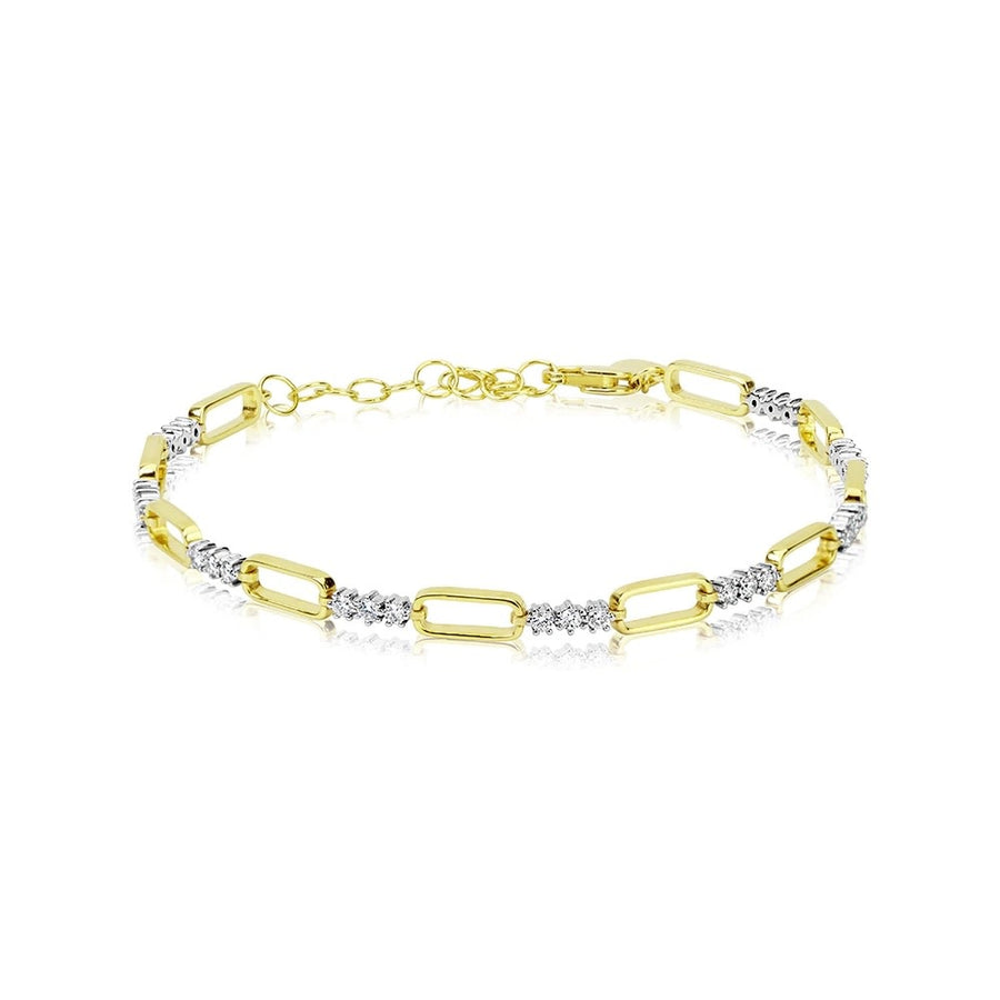 Alternating Diamond and Paperclip Chain Bracelet