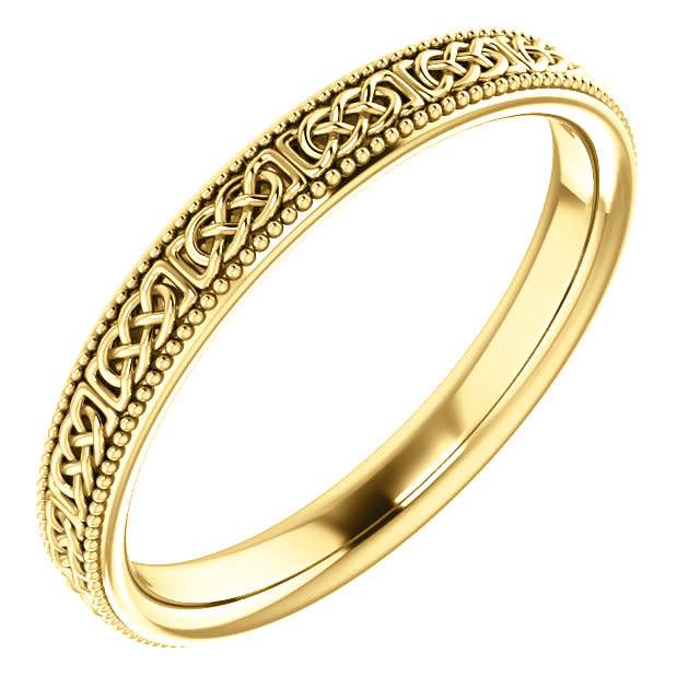 3mm 14k gold celtic milgrain band