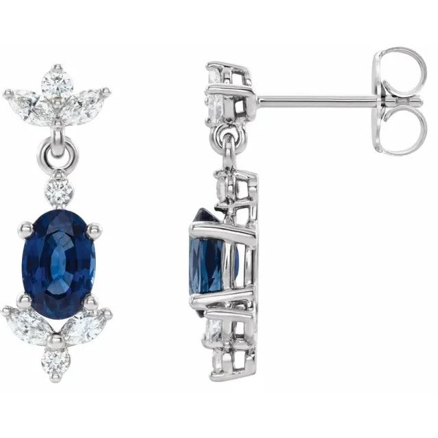 Sapphire & Diamond Drop Earrings