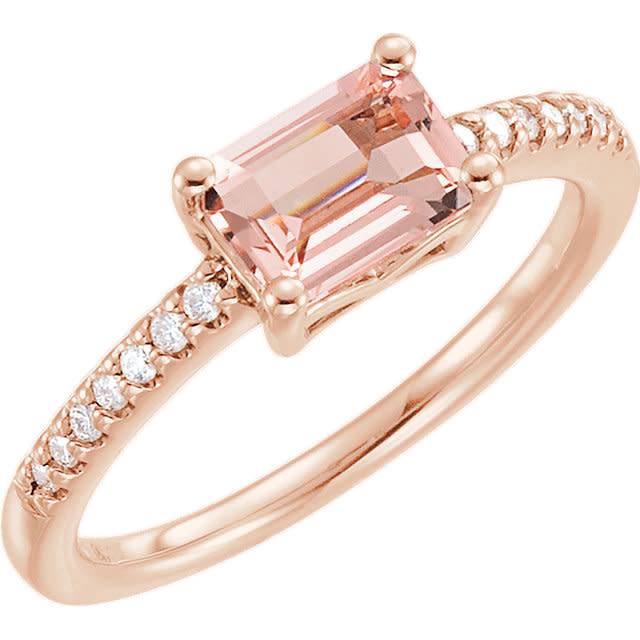 14kt rose gold morganite and diamond ring