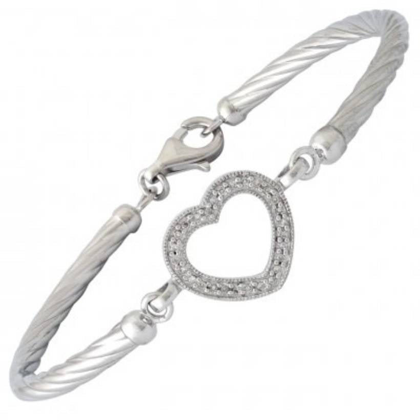 Lau Silver Diamond Heart Bracelet