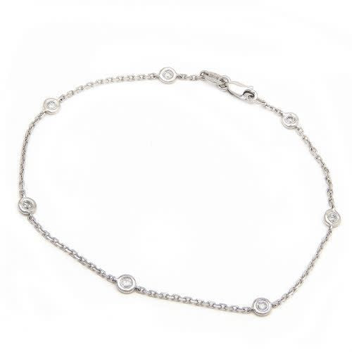 14kt White Gold 6 Diamond Bezel Bracelet