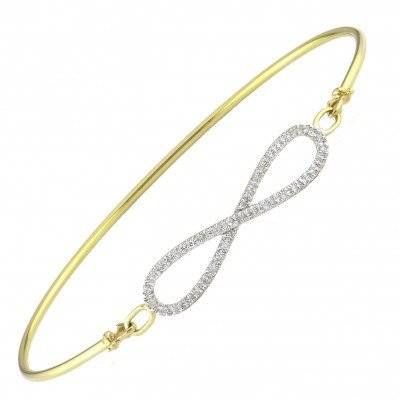 Lau 14k Yellow Gold and Diamond Infinity Bangle