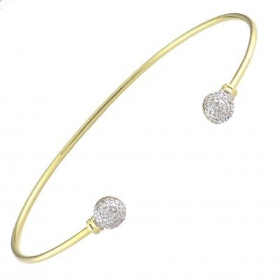 Lau 14k Yellow Gold and Diamond Bead Bangle