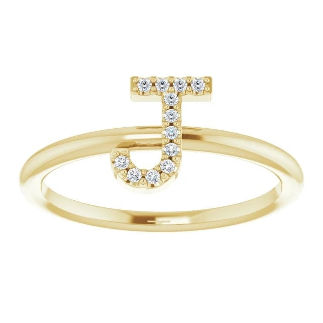 14kt Gold Diamond Initial Ring