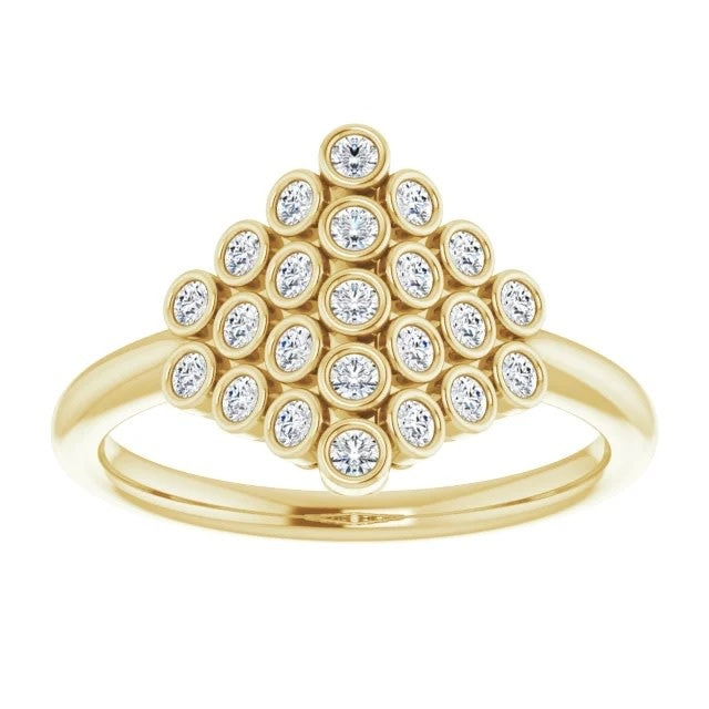 Bezel Set 1/3 Carat Diamond Cluster Ring