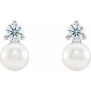 86719 1/2 carat natural diamonds with 6.5mm pearl earrings