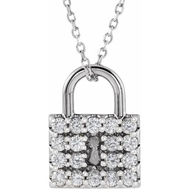 14kt Gold Diamond Lock Necklace