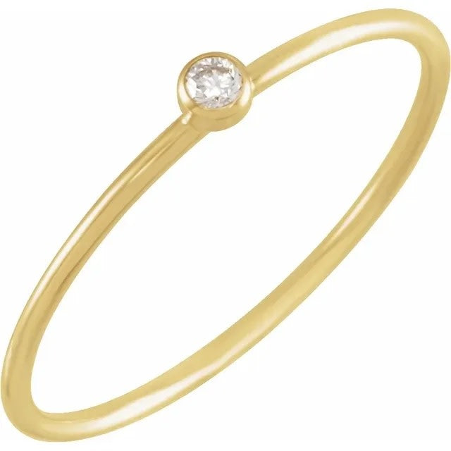 14kt Yellow Gold 1mm Bezel Diamond Stackable Ring