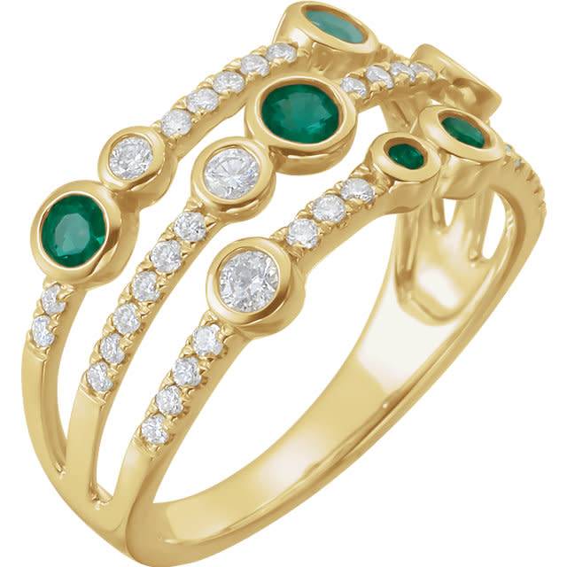 Emerald & Diamond Multi Row Ring