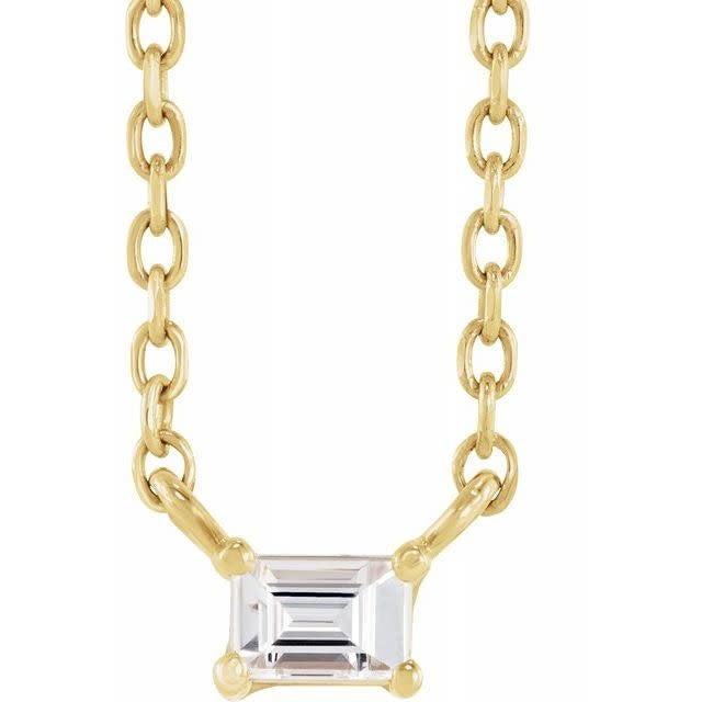 Baguette Diamond Solitaire Necklace .07 carat