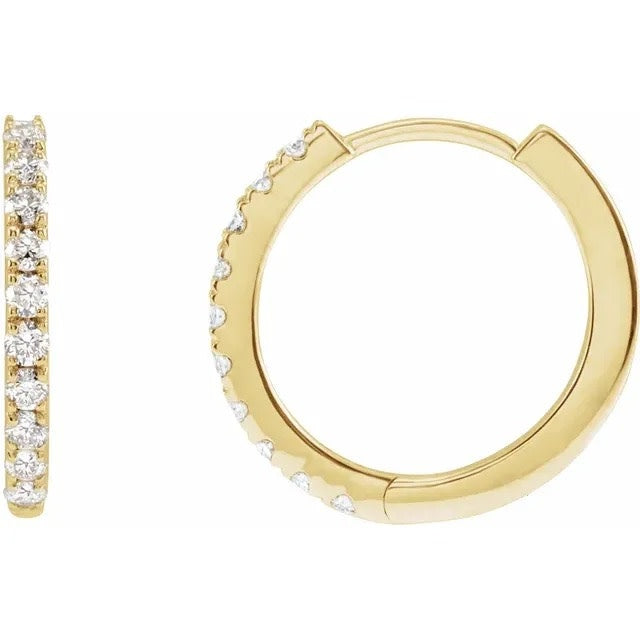 14mm 14kt Yellow Gold Lab Grown Diamond Hoop Earrings